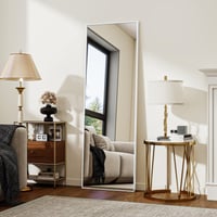 Oglindă de podea și de perete BEAUTYPEAK Premium, 150 x 40 cm, cu ramă din aluminiu, sticlă incasabilă, albă 2