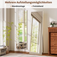 Oglindă de podea și de perete BEAUTYPEAK Premium, 150 x 40 cm, cu ramă din aluminiu, sticlă incasabilă, albă 3