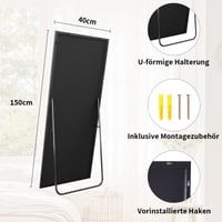 Oglindă de podea și de perete BEAUTYPEAK Premium, 150 x 40 cm, cu ramă din aluminiu, sticlă incasabilă, albă 4