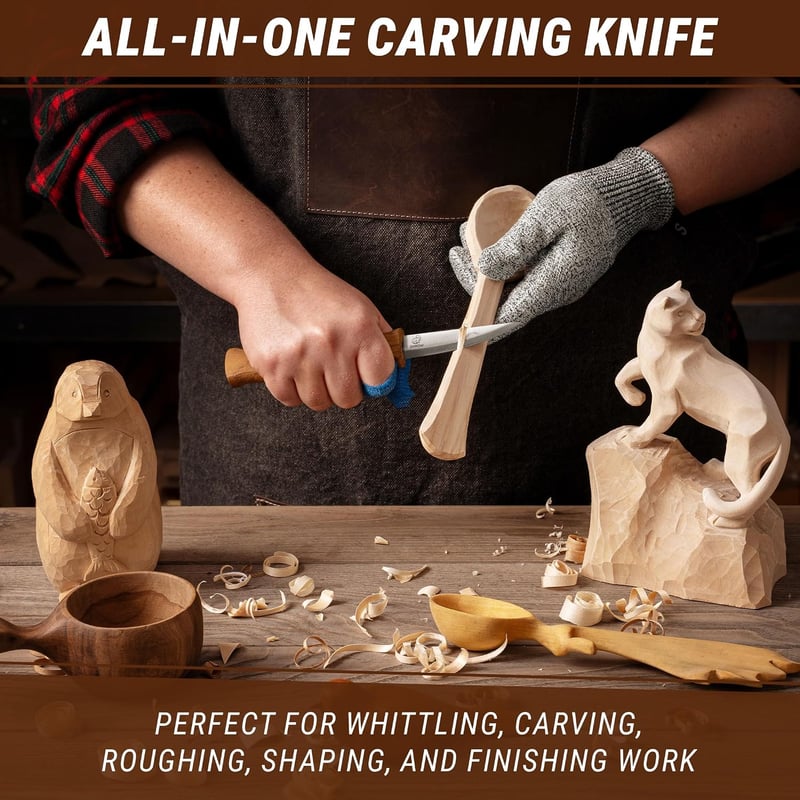 BeaverCraft C4 fa faragókés 8 cm durva faragáshoz és kanálfaragáshoz faipari eszköz kezdőknek és profiknak