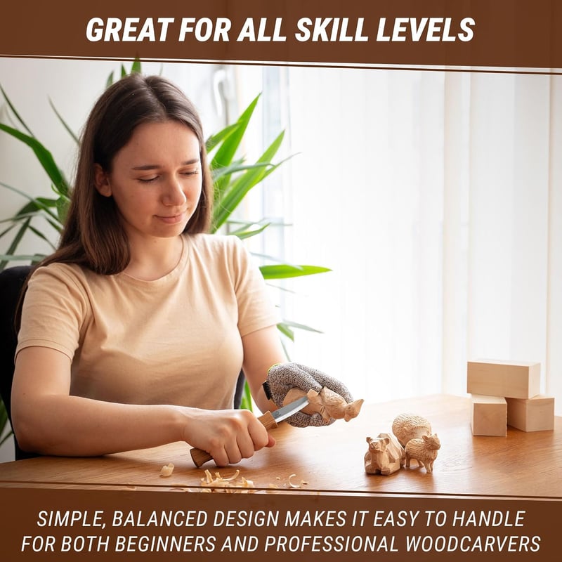 BeaverCraft C4 fa faragókés 8 cm durva faragáshoz és kanálfaragáshoz faipari eszköz kezdőknek és profiknak