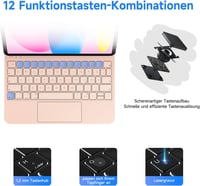HOU iPad 10 Billentyűzet Trackpaddal - 7 Színű Háttérvilágítás, Mágneses Tok, QWERTZ Kiosztás, 10. Generációs iPad 2022 Kompatibilis, Rózsas 4