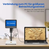 BEBANG 7 hüvelykes LCD digitális mikroszkóp 1200x, 12MP 3024P érme és forrasztási nagyító, PC nézet, 32GB SD, Windows MacOS, fehér 6