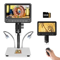 BEBANG 7 hüvelykes LCD digitális mikroszkóp 1200x, 12MP 3024P érme és forrasztási nagyító, PC nézet, 32GB SD, Windows MacOS, fehér 1