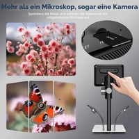 BEBANG 7 hüvelykes LCD digitális mikroszkóp 1200x, 12MP 3024P érme és forrasztási nagyító, PC nézet, 32GB SD, Windows MacOS, fehér 3