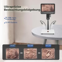 BEBANG 7 hüvelykes LCD digitális mikroszkóp 1200x, 12MP 3024P érme és forrasztási nagyító, PC nézet, 32GB SD, Windows MacOS, fehér 4