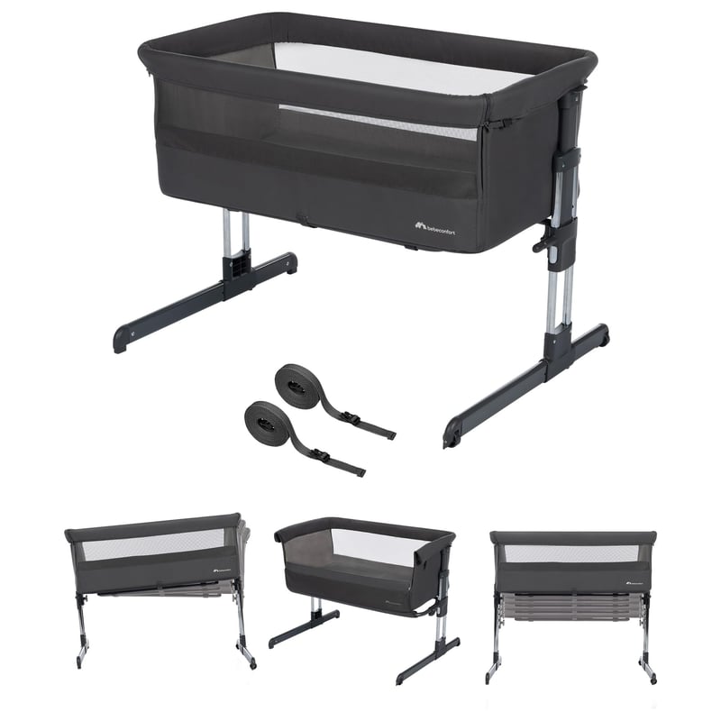 Bebeconfort Calidoo 2 v 1 detská postieľka a prístelka, 0-6 mesiacov (0-9 kg), 5 výškových polôh, polohovateľná, sieťované bočnice, Tinted Graphite