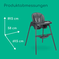 Detská jedálenská stolička Bebeconfort Meely Plus 2 v 1, 6 mesiacov – 3 roky, polstrované sedadlo, 4 kg, nastaviteľná opierka nôh a tácka, Tinted Graphite 8
