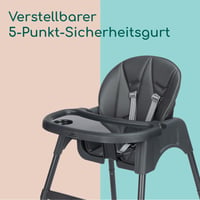 Detská jedálenská stolička Bebeconfort Meely Plus 2 v 1, 6 mesiacov – 3 roky, polstrované sedadlo, 4 kg, nastaviteľná opierka nôh a tácka, Tinted Graphite 6