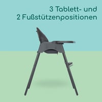 Detská jedálenská stolička Bebeconfort Meely Plus 2 v 1, 6 mesiacov – 3 roky, polstrované sedadlo, 4 kg, nastaviteľná opierka nôh a tácka, Tinted Graphite 5