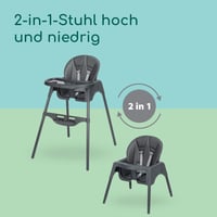 Detská jedálenská stolička Bebeconfort Meely Plus 2 v 1, 6 mesiacov – 3 roky, polstrované sedadlo, 4 kg, nastaviteľná opierka nôh a tácka, Tinted Graphite 3