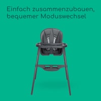 Detská jedálenská stolička Bebeconfort Meely Plus 2 v 1, 6 mesiacov – 3 roky, polstrované sedadlo, 4 kg, nastaviteľná opierka nôh a tácka, Tinted Graphite 7
