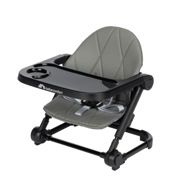 Scaun înălțător pentru copii Bebeconfort Moly, 6 luni-3 ani, 9-15 kg, 3 niveluri de înălțime, 3 poziții ale tăviței, pliabil, Tinted Grey
