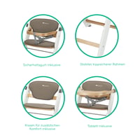 Bebeconfort Timba 2 drvena hranilica s jastukom koja raste s djetetom, od 6 mjeseci, do 110 kg, uklonjivi pladanj, Natural Wood + Beige 6