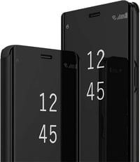 iPhone 13/14 Ütésálló Fekete Szilikon Tok Tükrös Üvegfóliával és Kitámasztóval 1