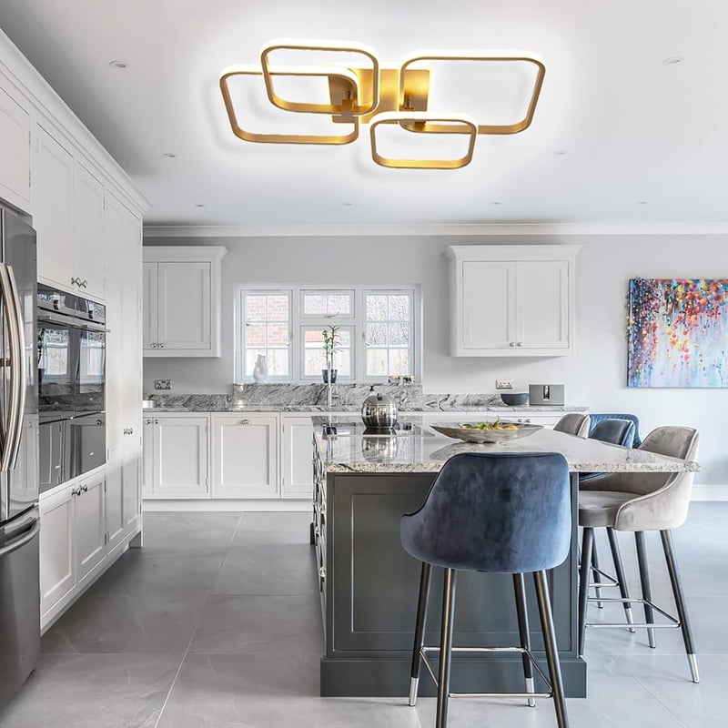 Becailyer 92W LED mennyezeti lámpa arany négyzet design meleg fehér