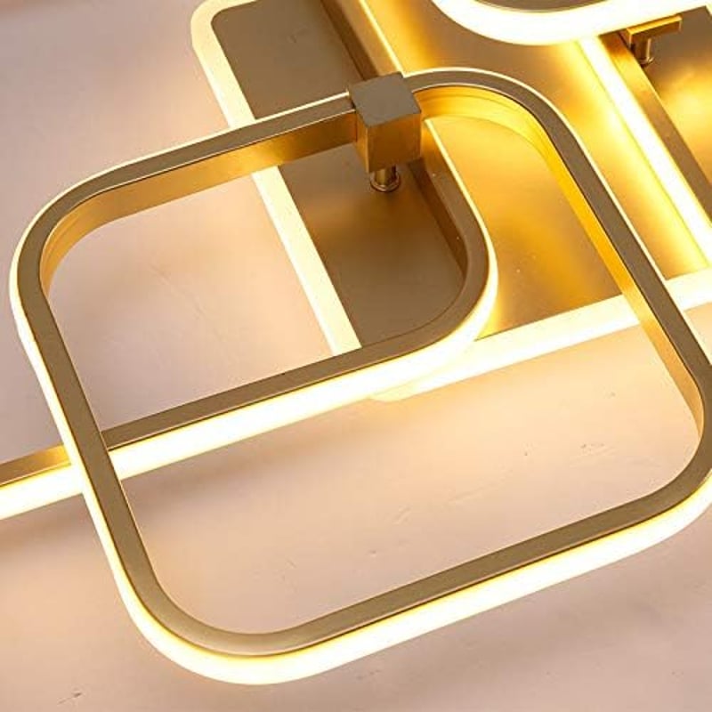 Becailyer 92W LED mennyezeti lámpa arany négyzet design meleg fehér