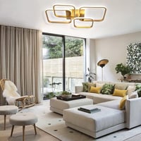 Becailyer 92W LED mennyezeti lámpa arany négyzet design meleg fehér 2