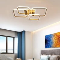 LED stropné svietidlo Becailyer 92W, zlaté, 4 štvorce, 6000K studená biela 2