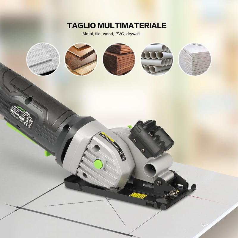 GALAX PRO 480W Körfűrész 3500 RPM - 28,5mm Vágásmélység, 3db 85mm Fűrészlappal, Lézervezetővel - Fa, PVC és Egyéb Anyagok Vágásához