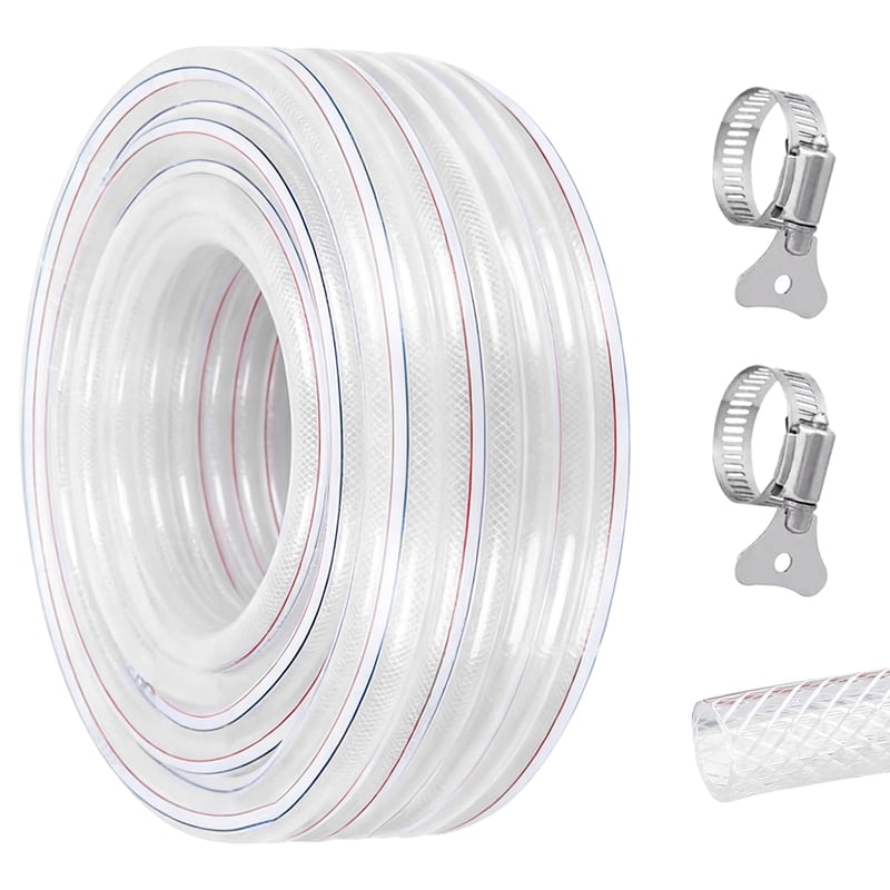 bechoanigel Hadica na pitnú vodu 25x33mm, PVC hadica vystužená textilným výpletom so svorkami, záhradná hadica, hadica na vzduch a benzín, flexibilná, 6 metrov
