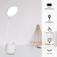 URAQT LED Asztali Lámpa Tolltartóval - Érintésvezérelt, Tölthető, Szemkímélő Olvasólámpa 3 Színhőmérséklettel, Állítható Fényerővel Tanulásh 9