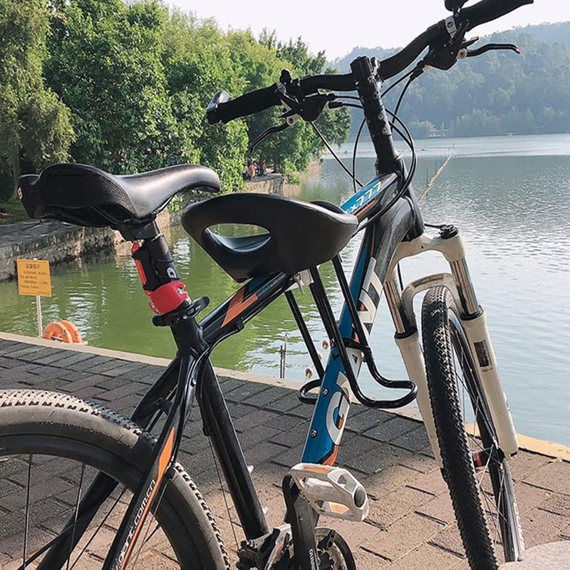 Első ülés gyerekeknek QIUR mountain bike-ra, háttámlával és lábtartóval - Fekete