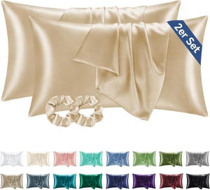 BEDELITE Szatén Párnahuzat 40x80 cm Arany Beige 2 db Hajápolás - 40 x 80 inches, Golden Beige