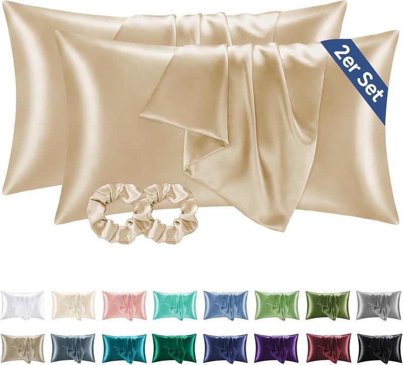 BEDELITE Szatén Párnahuzat 40x80 cm Arany Beige 2 db Hajápolás - 40 x 80 inches, Golden Beige