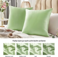 BEDELITE Szatén Párnahuzat 80x80 cm Világoszöld 2 db Hajpánt Selyemfényű 4