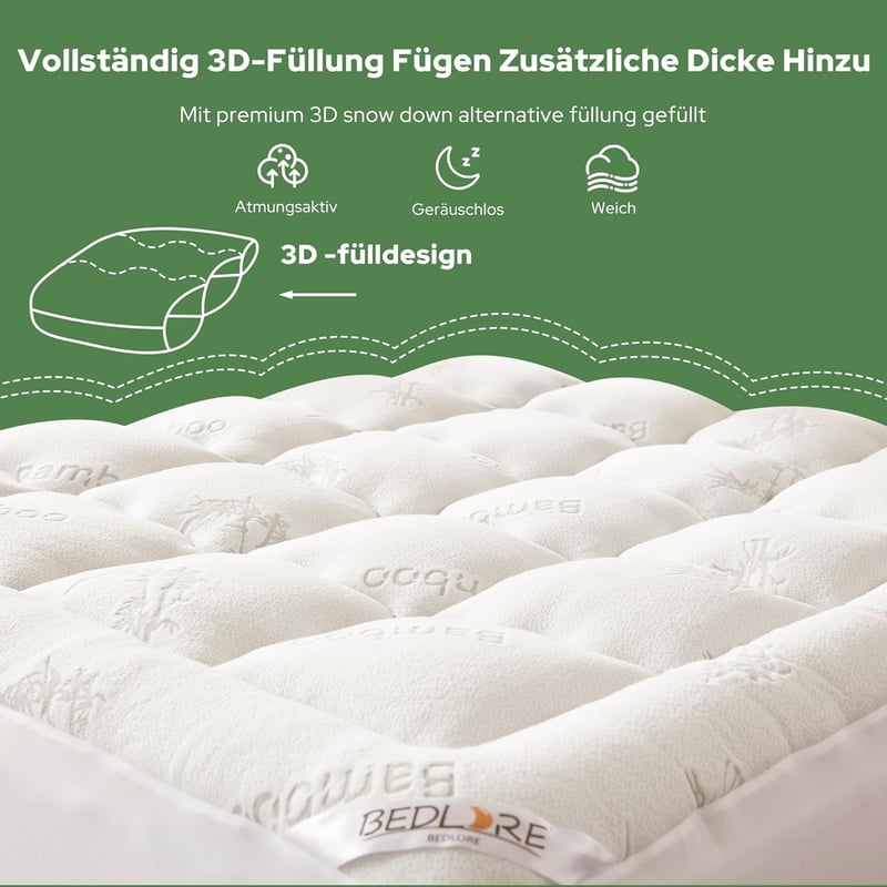 BEDLORE Bambusz Viszóz Matracvédő 160x200 cm Fehér