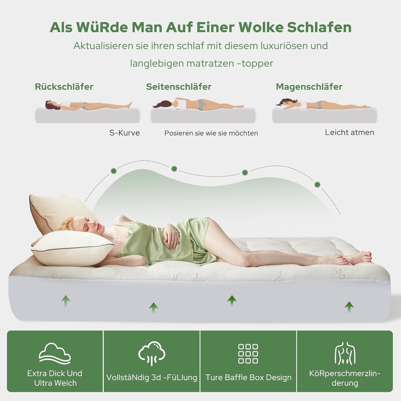 BEDLORE Bambusz Viszóz Matracvédő 160x200 cm Fehér