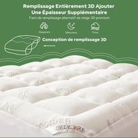 BEDLORE prošivena navlaka za madrac 140x200 cm, bambus viskoza, prozračna i mekana, bijela, s Oeko-Tex certifikatom, rastezljiva do 40 cm 4