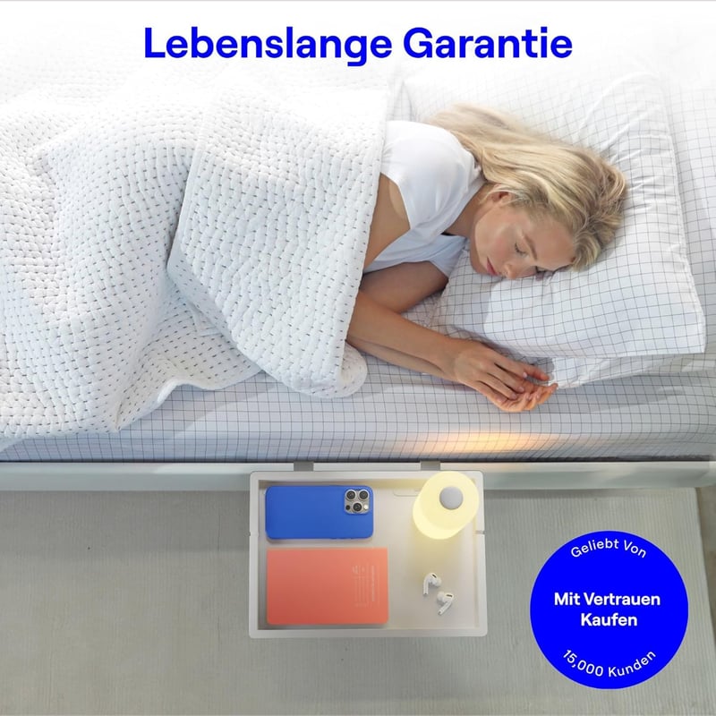 BedShelfie Ágy Melletti Polc Függesztett Ágypult Emeletes Ágyhoz Fehér