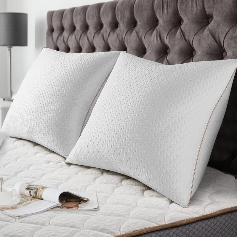 BedStory 80x80 cm 2 ks antialergénne vankúše s odnímateľným poťahom z bambusového vlákna, antibakteriálne mikrovlákno, odolné voči roztočom, mäkké a priedušné