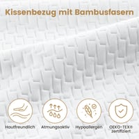 BedStory jastuk od bambusa 60x60 cm, 2 komada, s perivom navlakom otpornom na grinje, antialergijski, s punjenjem od 7D i 3D poliestera, mekan i prozračan, hotelski tip 4