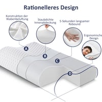 Pernă cu spumă cu memorie BedStory, pernă ergonomică cu suport cervical și înălțime reglabilă pentru dormit pe lateral, pe spate și pe burtă, 62x38x9/7 cm 2