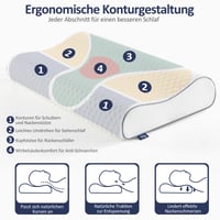 Pernă cu spumă cu memorie BedStory, pernă ergonomică cu suport cervical și înălțime reglabilă pentru dormit pe lateral, pe spate și pe burtă, 62x38x9/7 cm 6