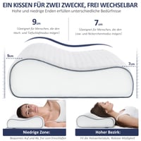Pernă cu spumă cu memorie BedStory, pernă ergonomică cu suport cervical și înălțime reglabilă pentru dormit pe lateral, pe spate și pe burtă, 62x38x9/7 cm 3