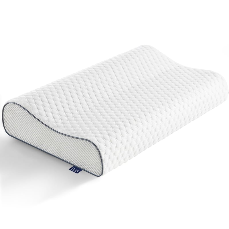 Pernă cu spumă cu memorie BedStory, pernă ergonomică cu suport cervical și înălțime reglabilă pentru dormit pe lateral, pe spate și pe burtă, 62x38x9/7 cm