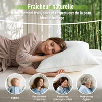 BedStory Párna 2 db Levehető Bambuszrost Huzattal, Antiallergén Mikroszálas Párna, Atkaálló és Antibakteriális, Puha és Légáteresztő, Fehér 7