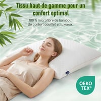 BedStory Párna 2 db Levehető Bambuszrost Huzattal, Antiallergén Mikroszálas Párna, Atkaálló és Antibakteriális, Puha és Légáteresztő, Fehér 4