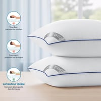 Vankúš BedStory 50x70 cm 2 ks - Klasický hypoalergénny prateľný vankúš, mäkký a priedušný, vyvážená opora, hotelová kvalita, bočný 4
