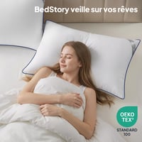 Vankúš BedStory 50x70 cm 2 ks - Klasický hypoalergénny prateľný vankúš, mäkký a priedušný, vyvážená opora, hotelová kvalita, bočný 8