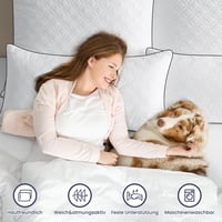 Sada 2 vankúšov BedStory 80x80 cm, priedušný vankúš na krk z mikrovlákna 2x1500 g, prateľný vankúš do postele s certifikátom Oeko-Tex 5
