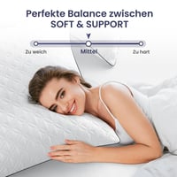 Sada 2 vankúšov BedStory 80x80 cm, priedušný vankúš na krk z mikrovlákna 2x1500 g, prateľný vankúš do postele s certifikátom Oeko-Tex 4