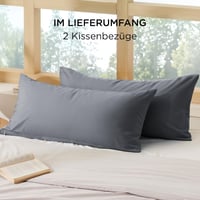 Bedsure set 2 fețe de pernă din bumbac cu fermoar 40 x 80 cm gri antracit respirabile durabile Oeko-Tex 6