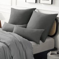 Bedsure set 2 fețe de pernă din bumbac cu fermoar 40 x 80 cm gri antracit respirabile durabile Oeko-Tex 9