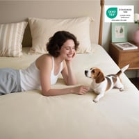 Bedsure 200x200 cm Gumis Lepedő Beige Mikroszálas Puha Oeko-Tex 6