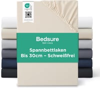 Bedsure 200x200 cm Gumis Lepedő Beige Mikroszálas Puha Oeko-Tex 1